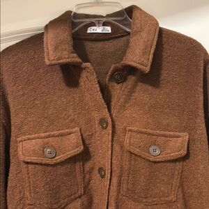 Dex Women's Shacket. Toffee/rust color.